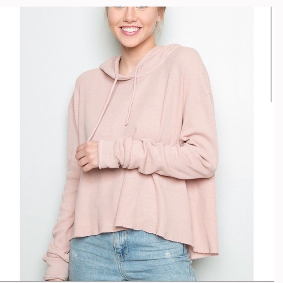 Brandy Melville Sweaters - Brandy Melville waffle cropped hoodie